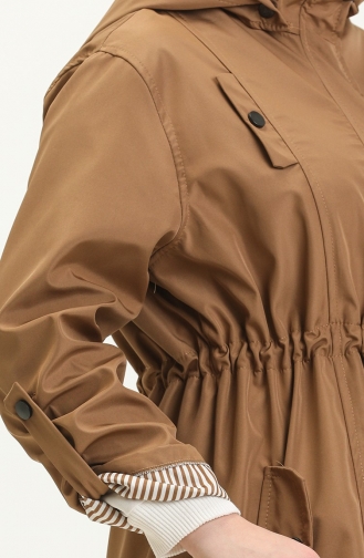 معطف من قماش بونديت بمقاسات متوسطة ومقاسات كبيرة 9004-03 لون أسمر ضارب للصفرة 9004-03