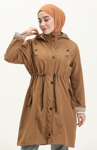 Medium Size Bondit Fabric Large Size Trench Coat 9004-03 Tan 9004-03