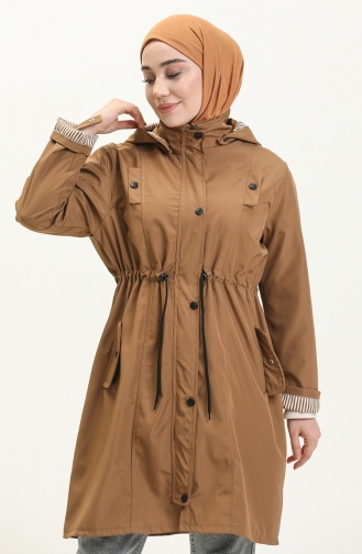 Trench Coat Grande Taille En Tissu Bondit Taille Moyenne 9004-03 Tan 9004-03