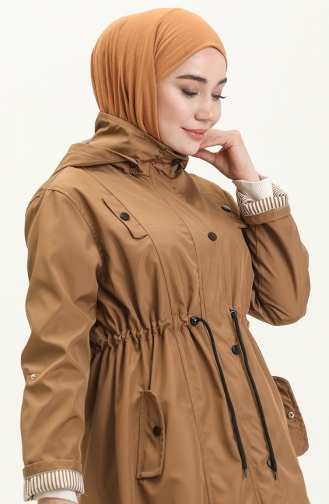 Trench Coat Grande Taille En Tissu Bondit Taille Moyenne 9004-03 Tan 9004-03