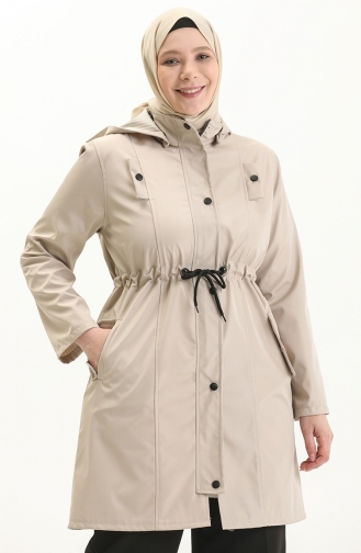 Mittelgroßer Trenchcoat Aus Bondit-Stoff Große Größe 9004-04 Stone 9004-04