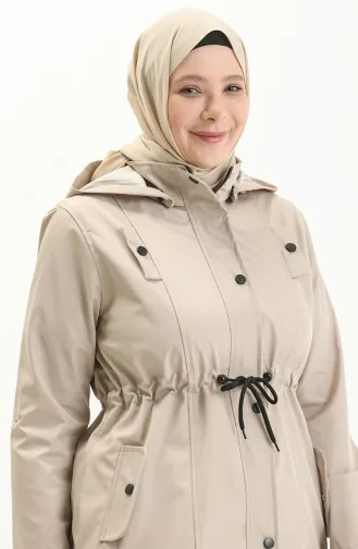 Medium Size Bondit Fabric Large Size Trench Coat 9004-04 Stone 9004-04