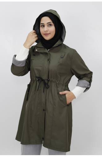 Medium Size Bondit Fabric Large Size Trench Coat 9004-05 Khaki 9004-05
