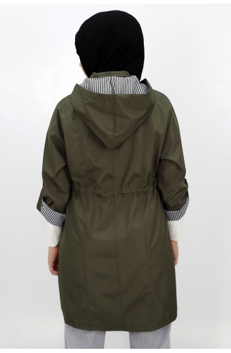معطف من قماش بونديت بمقاسات متوسطة ومقاسات كبيرة 9004-05 لون كاكي 9004-05
