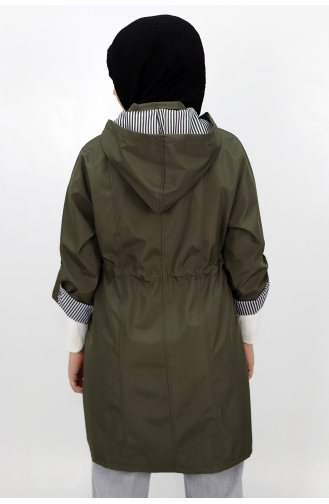 Trench Coat Grande Taille En Tissu Bondit Taille Moyenne 9004-05 Khaki 9004-05