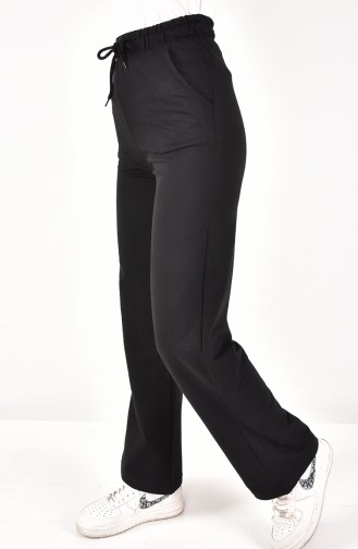 Joggingbroek Met Wijde Pijpen En Kant In De Taille 6004-02 Zwart 6004-02