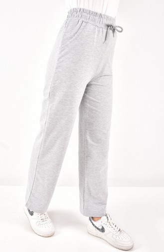 Pantalon De Jogging Large Avec Dentelle à La Taille 6004-03 Gris 6004-03