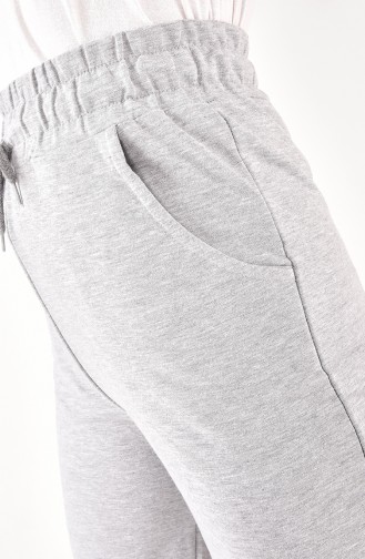 Pantalon De Jogging Large Avec Dentelle à La Taille 6004-03 Gris 6004-03