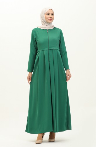 Abaya Plissée 4526-06 Vert Emeraude 4526-06