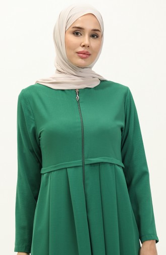 Abaya Plissée 4526-06 Vert Emeraude 4526-06