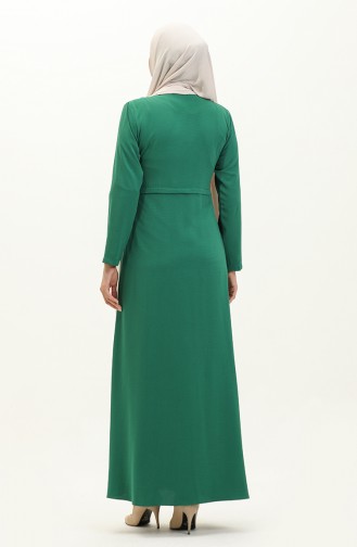 Geplooide Abaya 4526-06 Smaragdgroen 4526-06