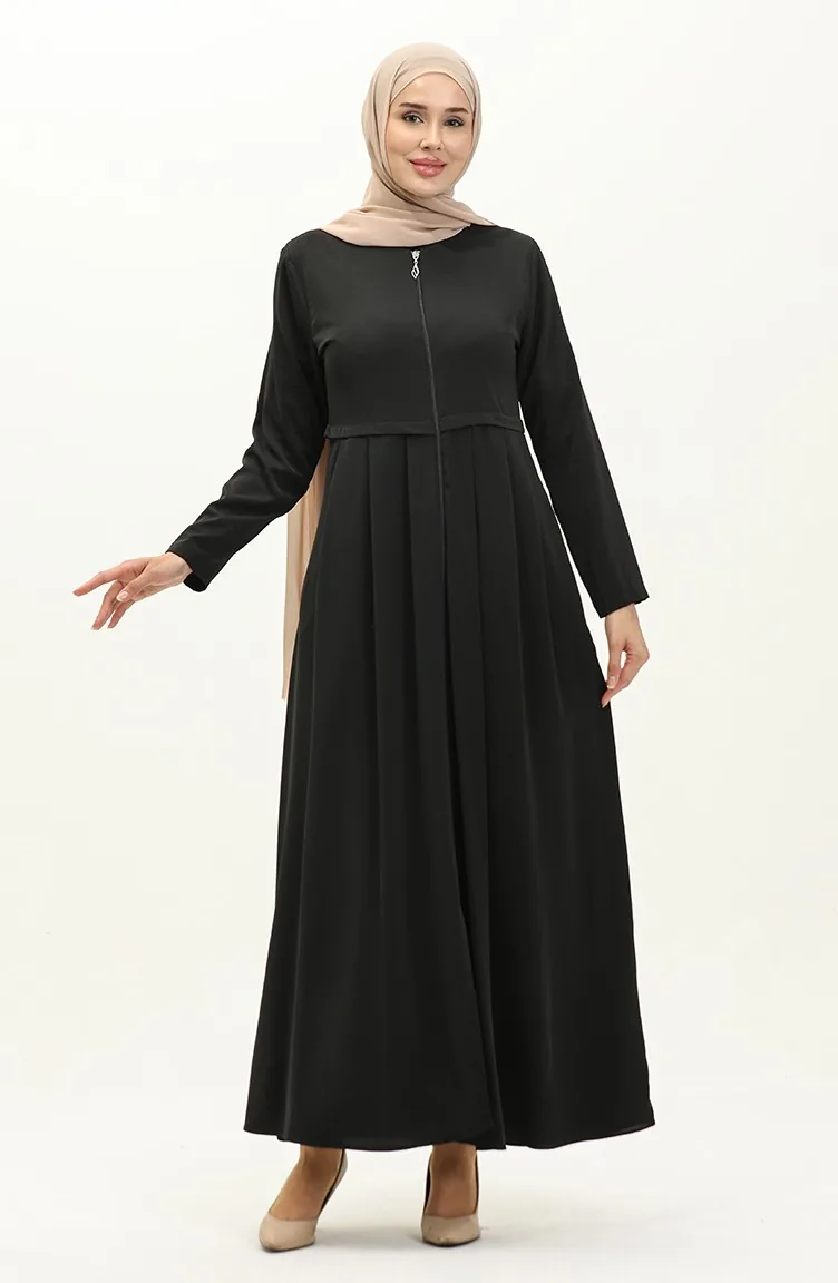 Pleated Abaya 4526-07 Black 4526-07