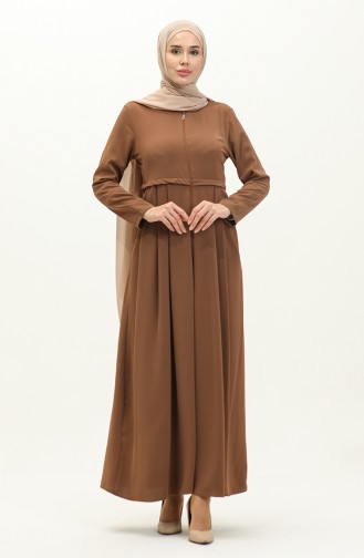 Geplooide Abaya 4526-08 Bruin 4526-08