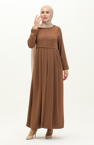 Pleated Abaya 4526-08 Brown 4526-08