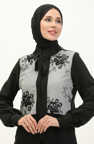 Oyya Tie Collar Garnished Shirt 238476-01 Black 238476-01