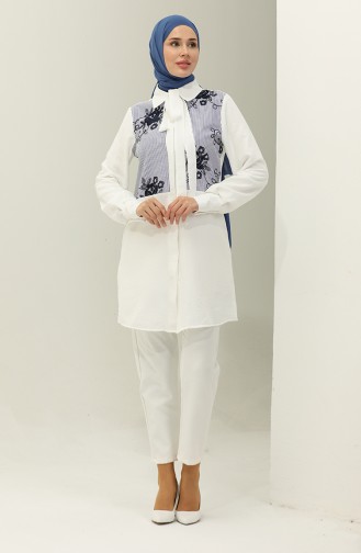 Oyya Tie Collar Garnished Shirt 238476-02 white 238476-02