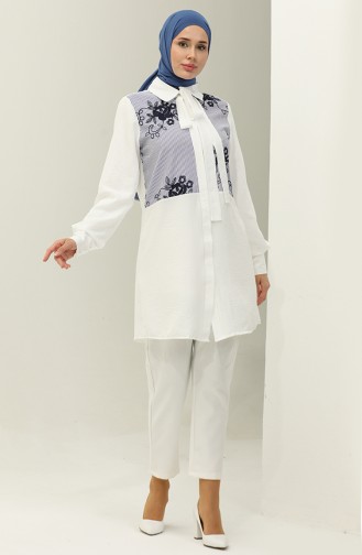 Oyya Tie Collar Garnished Shirt 238476-02 white 238476-02