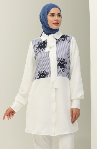 Oyya Tie Collar Garnished Shirt 238476-02 white 238476-02