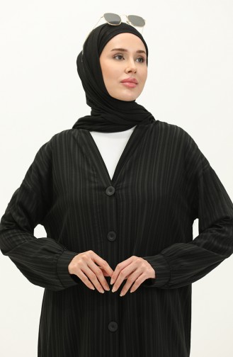 Tunika-Cardigan Mit Knopfleiste Unterhalb Des Knies 4061-02 Schwarz 4061-02