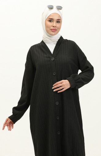 Buttoned Midi Tunic Cardigan 4061A-01 Black 4061A-01