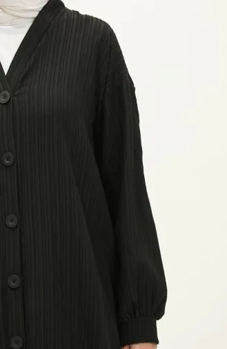 Buttoned Midi Tunic Cardigan 4061A-01 Black 4061A-01