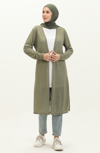 Plain Long Cardigan 8643-01 Khaki 8643-01