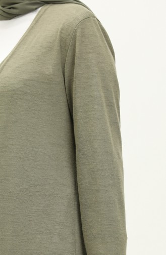 Plain Long Cardigan 8643-01 Khaki 8643-01