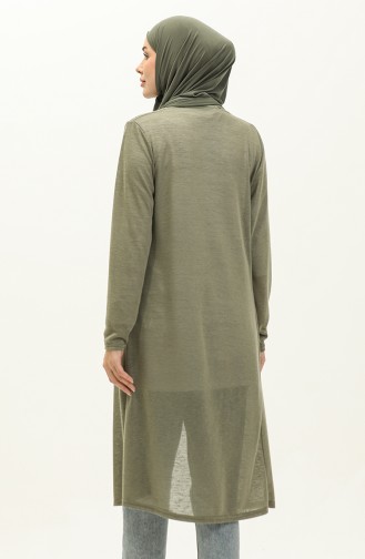 Plain Long Cardigan 8643-01 Khaki 8643-01