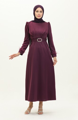 Faltendetailliertes Abendkleid Mit Gürtel 2008-02 Lila 2008-02