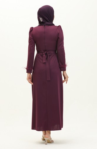 Pleat Detailed Belted Evening Dress 2008-02 Purple 2008-02