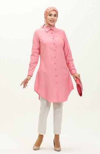 Cepli Düğmeli Tunik 6472-19 Pembe