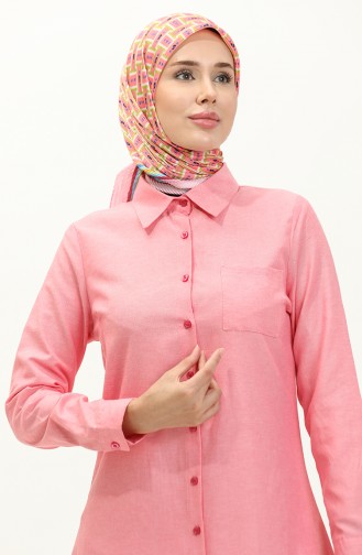 Cepli Düğmeli Tunik 6472-19 Pembe