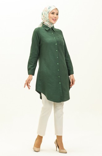  Pocket Buttoned Tunic 6472-20 Emerald Green 6472-20