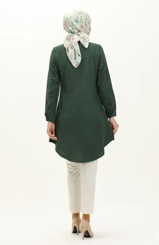  Pocket Buttoned Tunic 6472-20 Emerald Green 6472-20