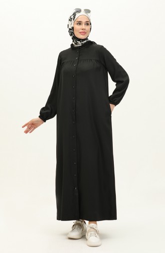 Robe Abaya Met Knopen 24K9044-01 Zwart 24K9044-01