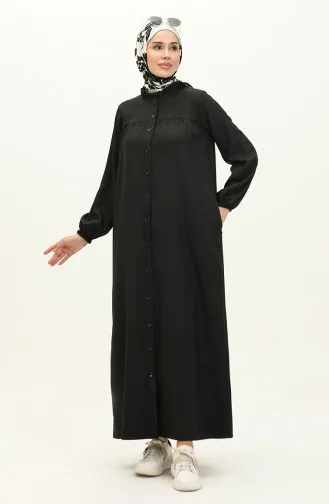 عباءة بتصميم روب وأزرار 24K9044-01 لون أسود 24K9044-01