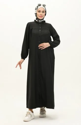 عباءة بتصميم روب وأزرار 24K9044-01 لون أسود 24K9044-01