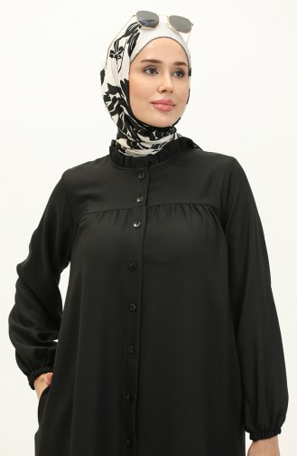 عباية سادة بأزرار 24K9044-01 أسود 24K9044-01