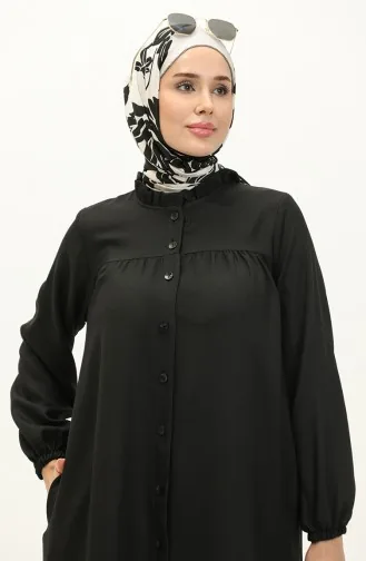 عباءة بتصميم روب وأزرار 24K9044-01 لون أسود 24K9044-01