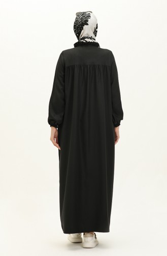 Yoke Buttoned Abaya 24k9044-01 Black 24K9044-01