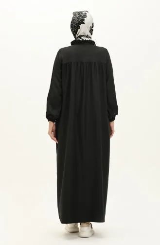 عباءة بتصميم روب وأزرار 24K9044-01 لون أسود 24K9044-01