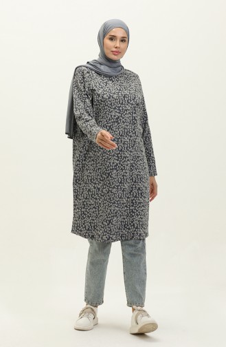 Tuniek Met Vleermuismouwen En Patroon 8645-01 Antraciet 8645-01