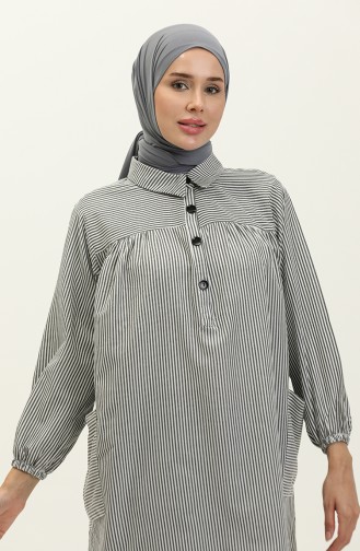 Gestreifte Lange Tunika 24Y8991-01 Schwarz 24Y8991-01