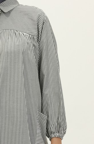 Gestreifte Lange Tunika 24Y8991-01 Schwarz 24Y8991-01