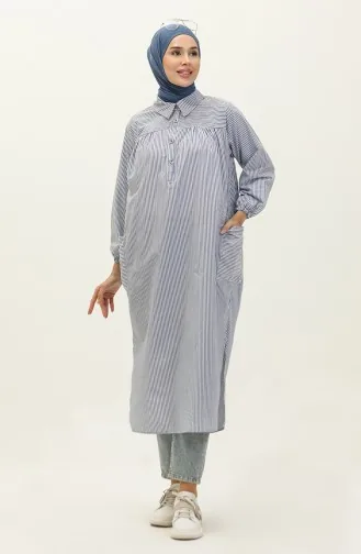 تونيك طويل مُخطط 24Y8991-02 لون أزرق 24Y8991-02
