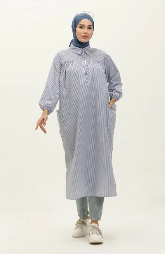 تونيك طويل مُخطط 24Y8991-02 لون أزرق 24Y8991-02