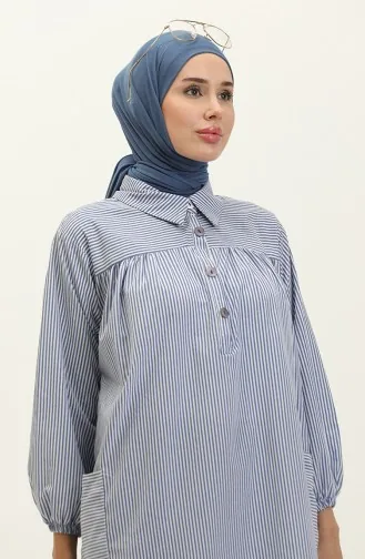 تونيك طويل مُخطط 24Y8991-02 لون أزرق 24Y8991-02