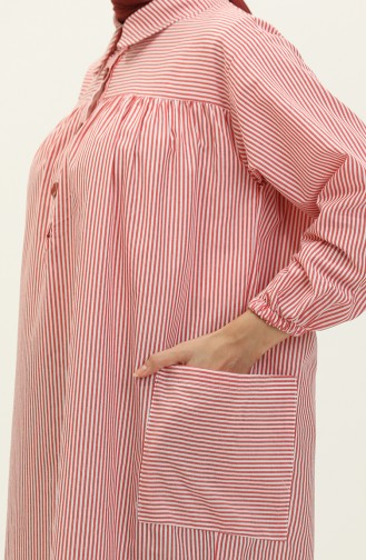 Gestreepte Lange Tuniek 24Y8991-03 Bordeauxrood 24Y8991-03