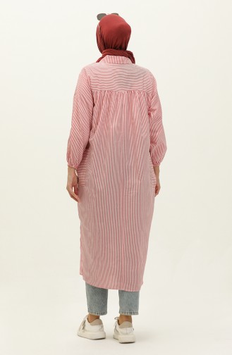Gestreepte Lange Tuniek 24Y8991-03 Bordeauxrood 24Y8991-03