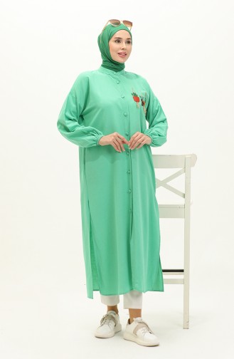 Embroidered Linen Long Tunic 24Y9043-05 Green 24Y9043-05